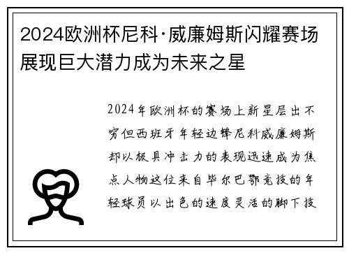 2024欧洲杯尼科·威廉姆斯闪耀赛场展现巨大潜力成为未来之星