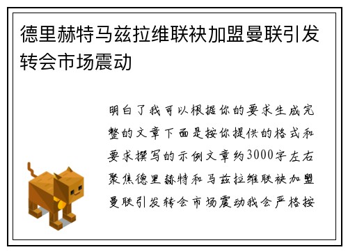 德里赫特马兹拉维联袂加盟曼联引发转会市场震动 德里赫特马兹拉维联袂加盟曼联引发转会市场震动